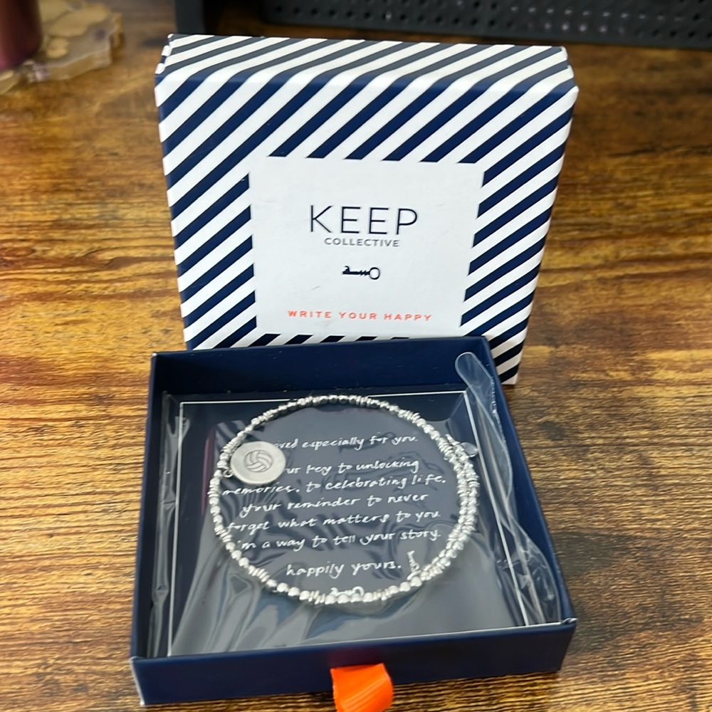 Keep collective engraved volleyballl bracelet